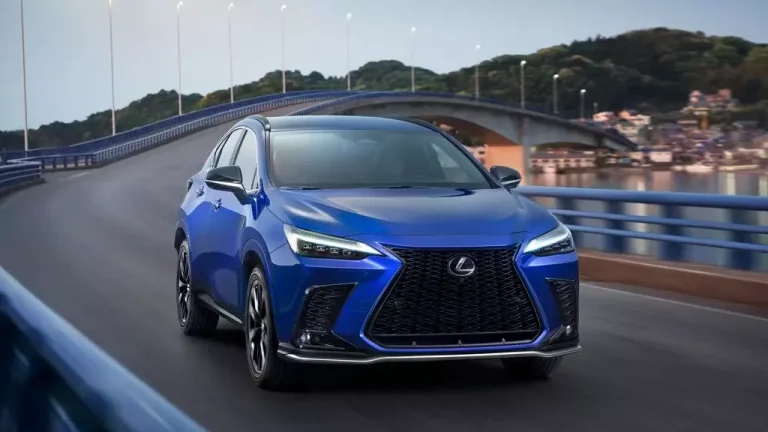 Blue Lexus NX With Headlights