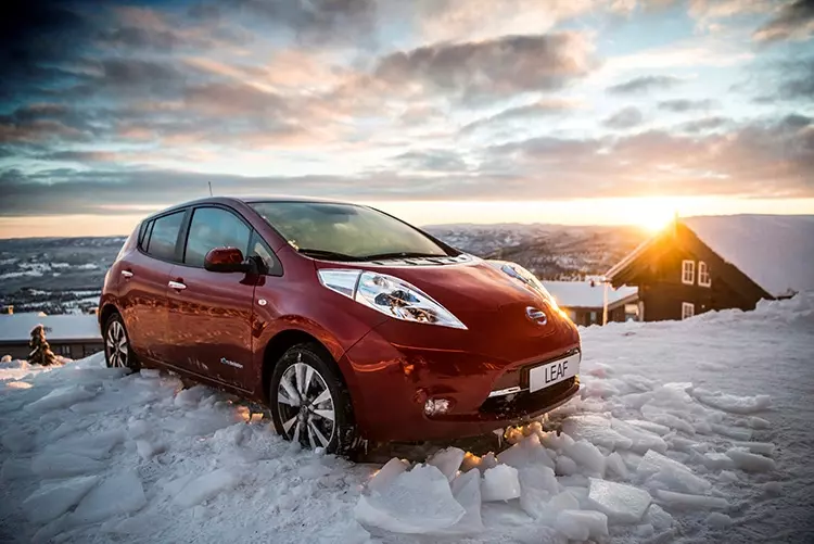 Nissan Leaf in Snow Pictures