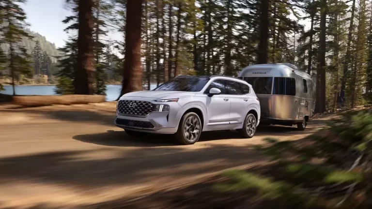 New Hyundai Santa Fe Towing a Travel Trailer