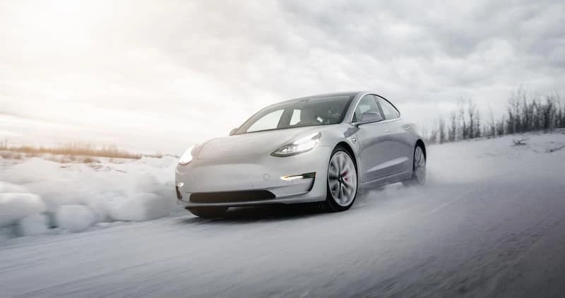 Tesla EVs in Snow