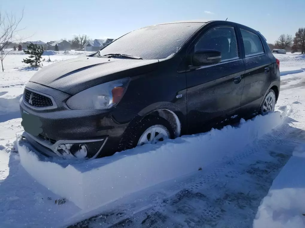 Mitsubishi Mirage FWD with heavy snow