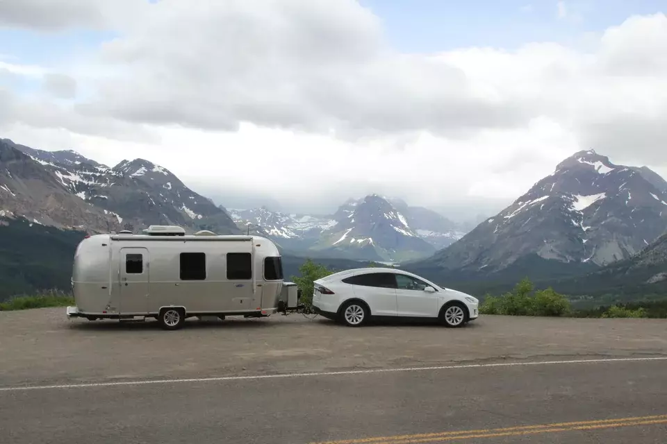 Tesla Model X Towing Camper