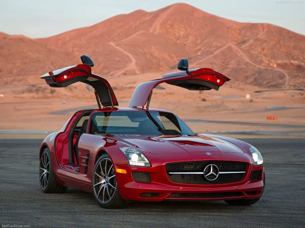 Red 2013 Mercedes-Benz SLS AMG With Gullwing Doors