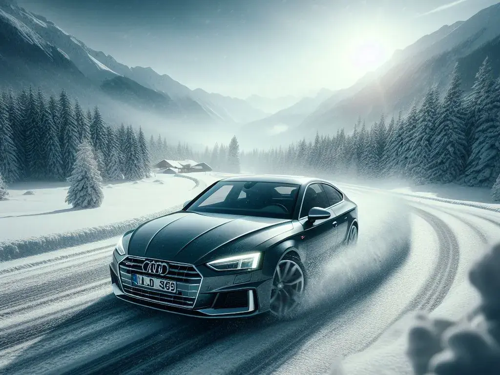 Black Audi S5 on The Snow