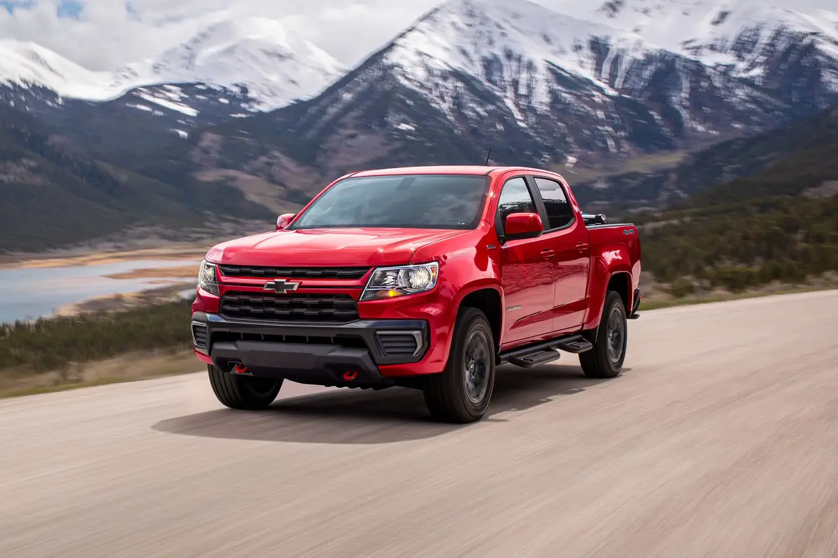 Chevrolet Colorado Red Color Drive in The Mountain