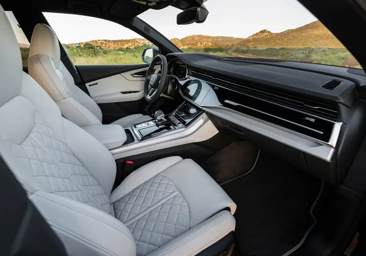 Audi Q8 Interior With Sleek White Leather Seats