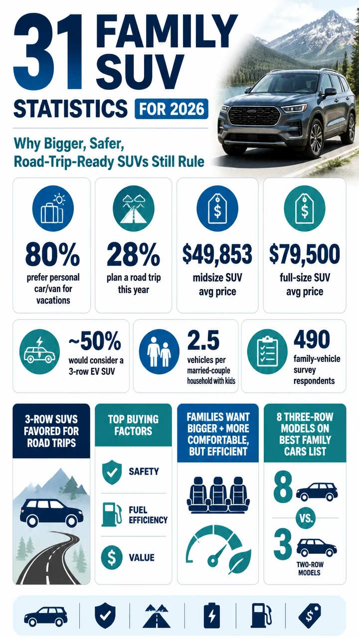 31 Family SUV Statistics for 2026: Why Bigger, Safer, Road-Trip-Ready SUVs Still Rule