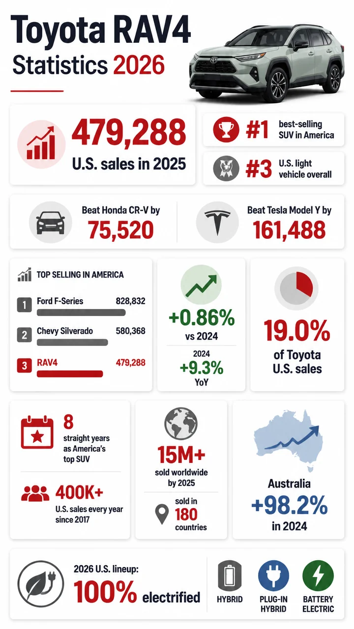 Toyota RAV4 Statistics 2026: Sales, Market Share, Hybrid Growth & Global Facts